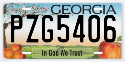 GA license plate PZG5406