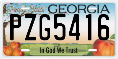 GA license plate PZG5416