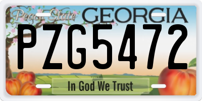 GA license plate PZG5472
