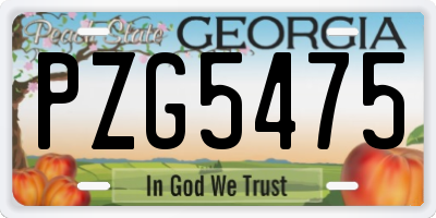 GA license plate PZG5475