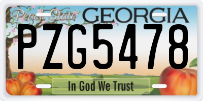GA license plate PZG5478