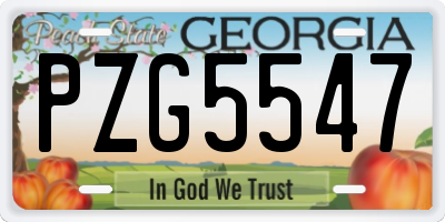 GA license plate PZG5547