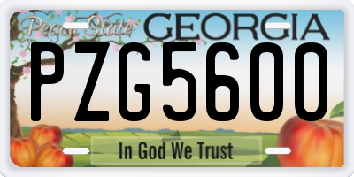 GA license plate PZG5600