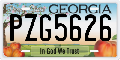 GA license plate PZG5626
