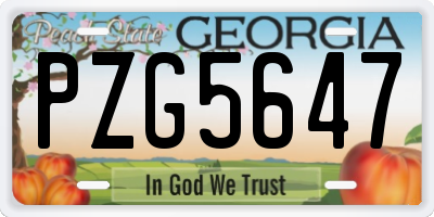 GA license plate PZG5647