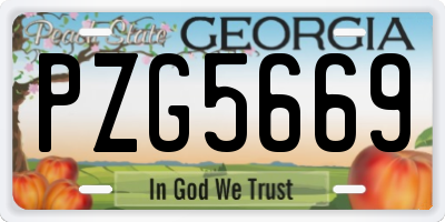 GA license plate PZG5669