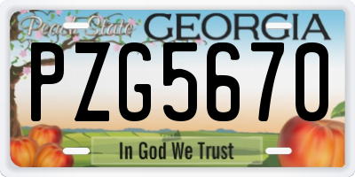 GA license plate PZG5670