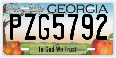 GA license plate PZG5792
