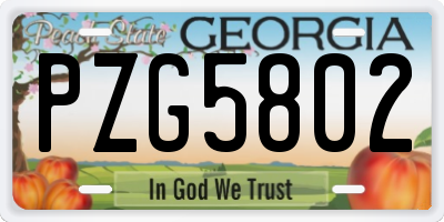 GA license plate PZG5802