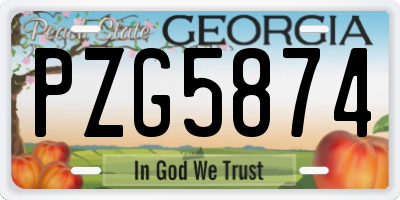 GA license plate PZG5874