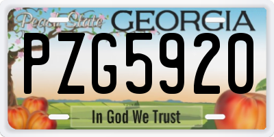 GA license plate PZG5920