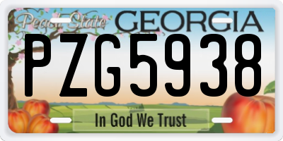 GA license plate PZG5938