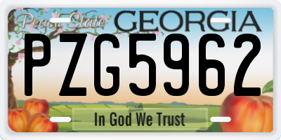 GA license plate PZG5962