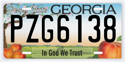 GA license plate PZG6138