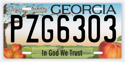 GA license plate PZG6303