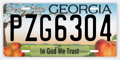 GA license plate PZG6304