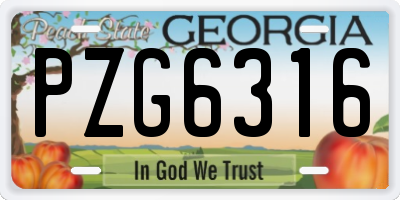 GA license plate PZG6316