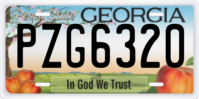 GA license plate PZG6320