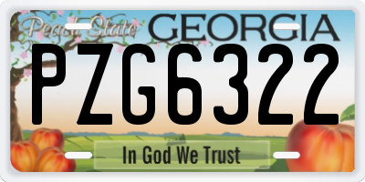 GA license plate PZG6322