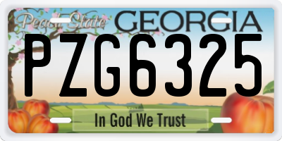 GA license plate PZG6325