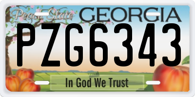 GA license plate PZG6343