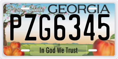 GA license plate PZG6345
