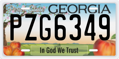 GA license plate PZG6349
