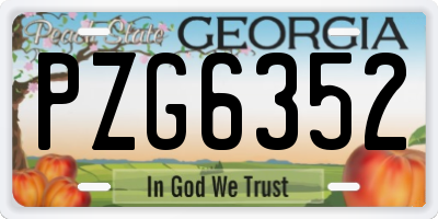 GA license plate PZG6352