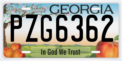 GA license plate PZG6362