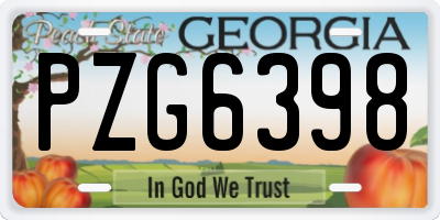 GA license plate PZG6398