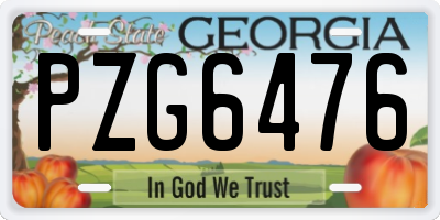 GA license plate PZG6476