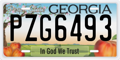 GA license plate PZG6493