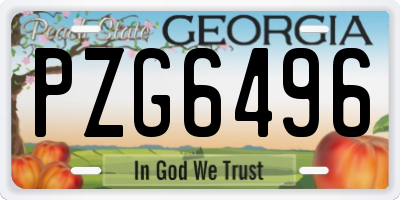 GA license plate PZG6496