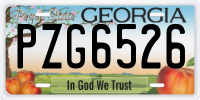 GA license plate PZG6526