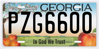 GA license plate PZG6600