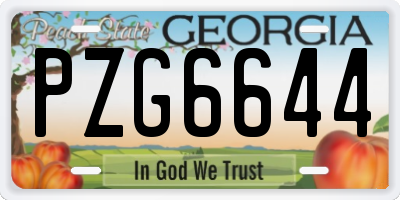 GA license plate PZG6644