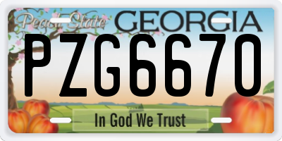 GA license plate PZG6670