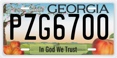 GA license plate PZG6700