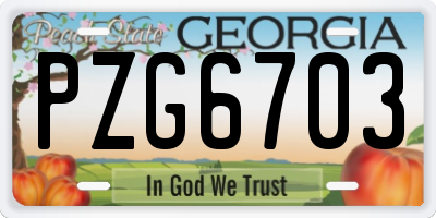 GA license plate PZG6703