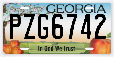 GA license plate PZG6742