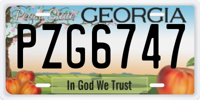GA license plate PZG6747