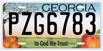 GA license plate PZG6783