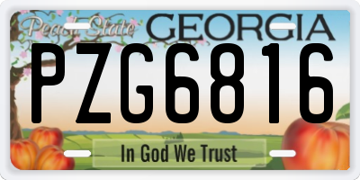 GA license plate PZG6816