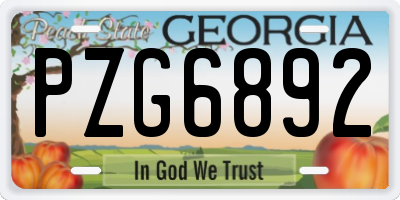 GA license plate PZG6892