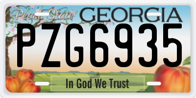 GA license plate PZG6935