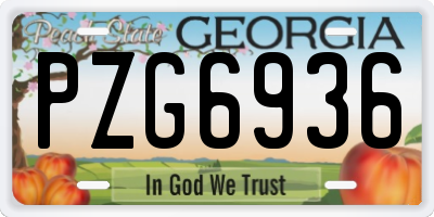 GA license plate PZG6936