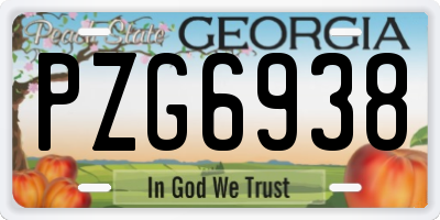 GA license plate PZG6938
