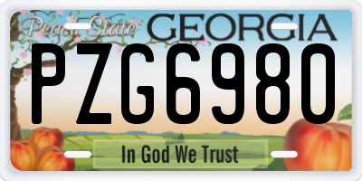 GA license plate PZG6980