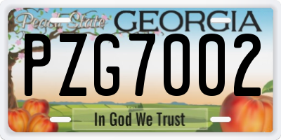 GA license plate PZG7002