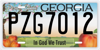 GA license plate PZG7012